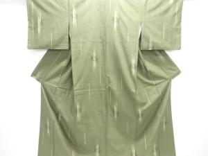 変わり縞に花模様織出し手織り紬着物